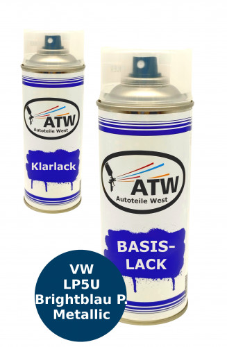 Autolack für VW LP5U Brightblau P. Metallic+400ml Klarlack Set